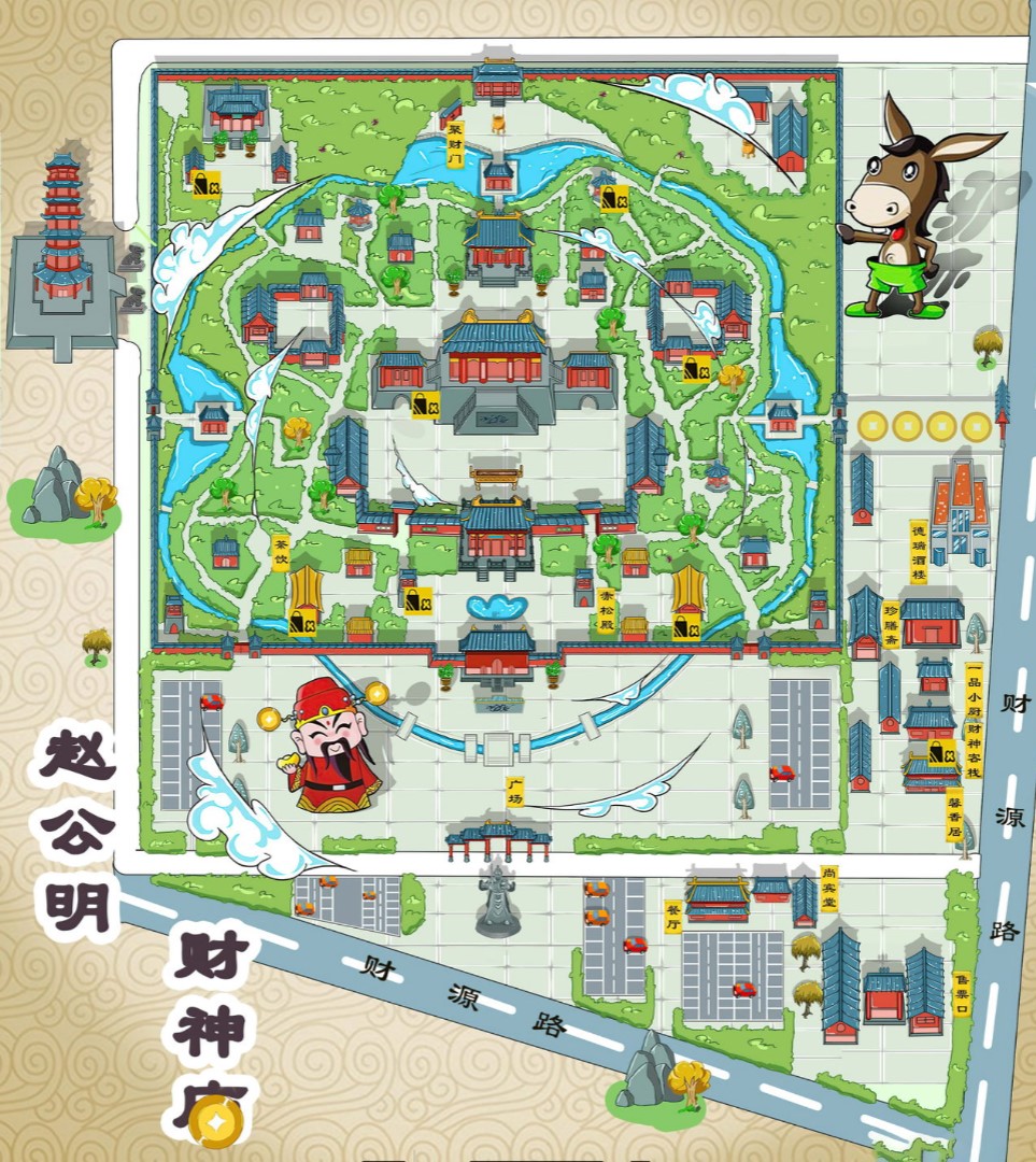 斗门寺庙类手绘地图